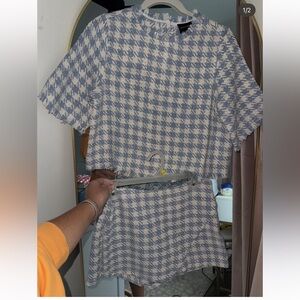 Chic Blue and White Houndstooth Set